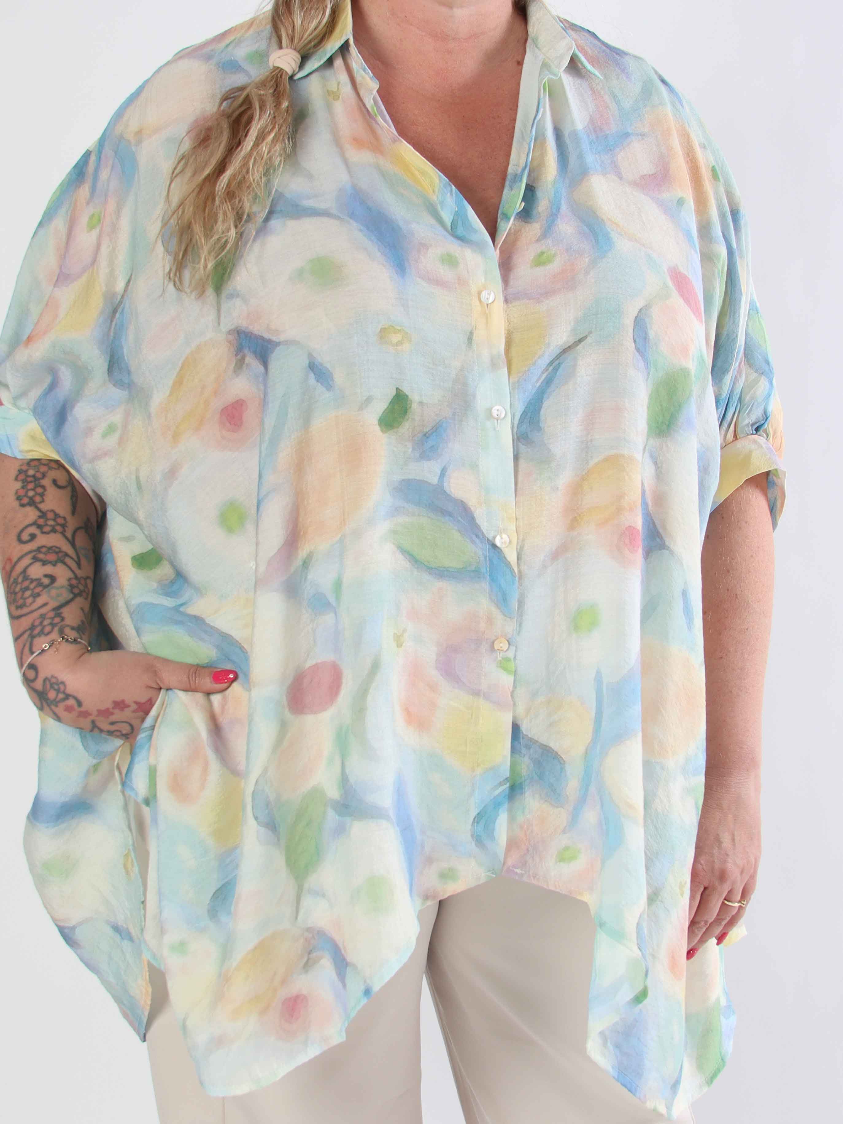 Almine - Flerfarvet plus size tunika i løs pasform